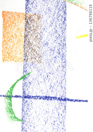 Abstract soft pastel crayon line and swirls on white background 136798118