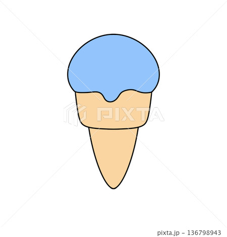 A blue ice cream cone with a blue drizzle on top A blue ice cream cone with a blue drizzle on top 136798943