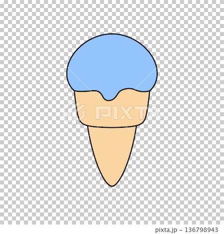 A blue ice cream cone with a blue drizzle on top A blue ice cream cone with a blue drizzle on top 136798943