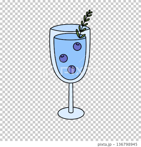 The glass is half full and the berries are floating on top of the liquid The glass is half full and the berries are floating on top of the liquid 136798945
