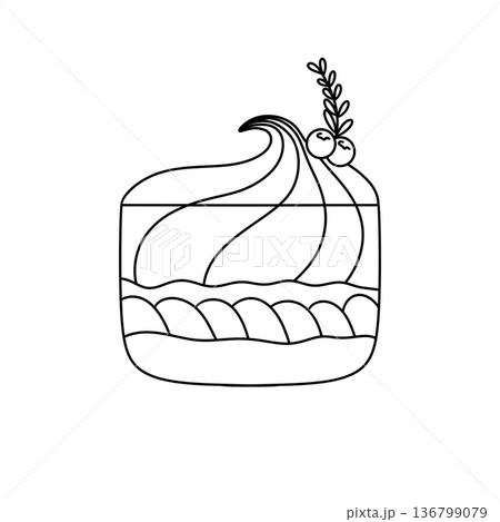 A white background with a black and white drawing of a dessert A white background with a black and white drawing of a dessert 136799079