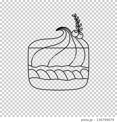 A white background with a black and white drawing of a dessert A white background with a black and white drawing of a dessert 136799079