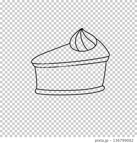 A slice of cake with whipped cream on top 136799082