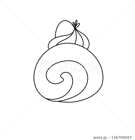 A white pastry with a swirl design on it 136799087