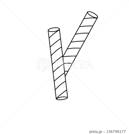 Two candy sticks are shown in a white background Two candy sticks are shown in a white background 136799177