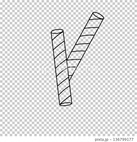 Two candy sticks are shown in a white background Two candy sticks are shown in a white background 136799177