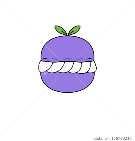 A purple fruit with a white stem and a white leaf A purple fruit with a white stem and a white leaf 136799230