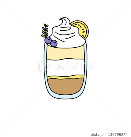 A cartoon drawing of a glass of ice cream with whipped cream A cartoon drawing of a glass of ice cream with whipped cream 136799274