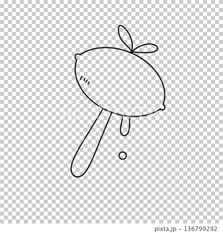 A cartoon drawing of a lemon with a stick A cartoon drawing of a lemon with a stick 136799292
