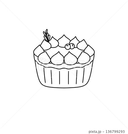 A white cake with blueberries and cream on top A white cake with blueberries and cream on top 136799293
