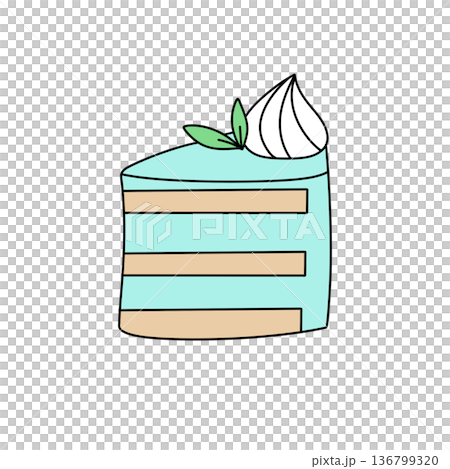 A blue cake with a green leaf on top A blue cake with a green leaf on top 136799320