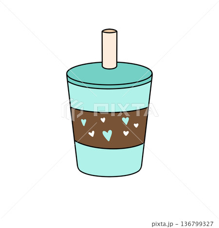 A cartoon cup with hearts on it A cartoon cup with hearts on it 136799327