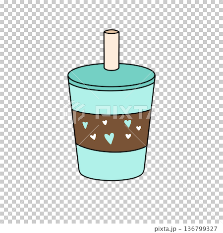 A cartoon cup with hearts on it A cartoon cup with hearts on it 136799327