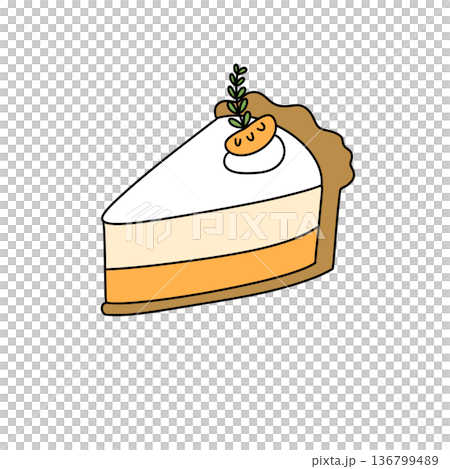 A slice of cake with a lemon on top 136799489