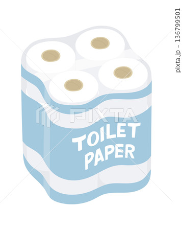トイレットペーパー12ロール大容量パックイラスト トイレットペーパー12ロール大容量パックイラスト 136799501