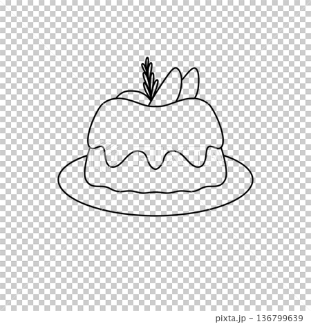 A white cake with a green leaf on top A white cake with a green leaf on top 136799639