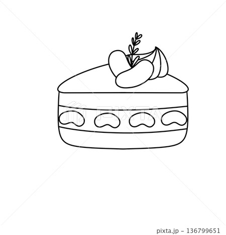 A slice of cake with a heart on top and a few nuts A slice of cake with a heart on top and a few nuts 136799651