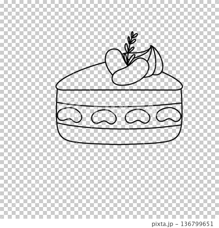 A slice of cake with a heart on top and a few nuts A slice of cake with a heart on top and a few nuts 136799651