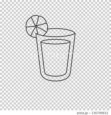 A glass of liquid with a slice of lime on top 136799652