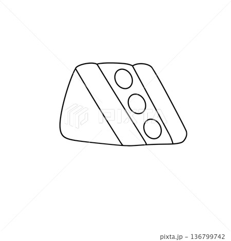 A white cake with three dots on it 136799742