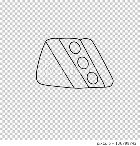 A white cake with three dots on it 136799742