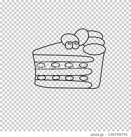 A slice of cake with blueberries on top 136799745