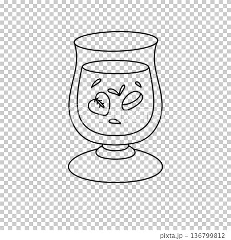 A cartoon drawing of a glass with a strawberry in it A cartoon drawing of a glass with a strawberry in it 136799812