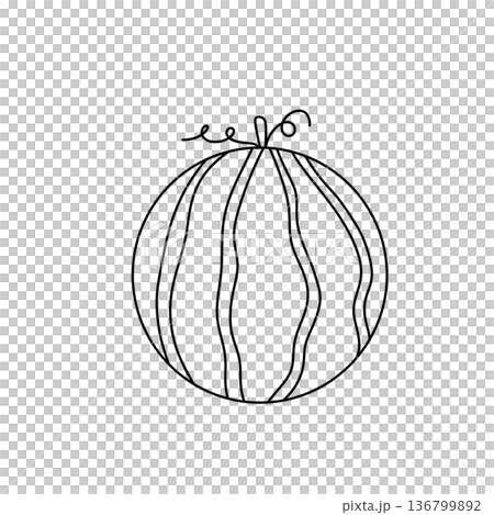 A watermelon is drawn in black and white A watermelon is drawn in black and white 136799892