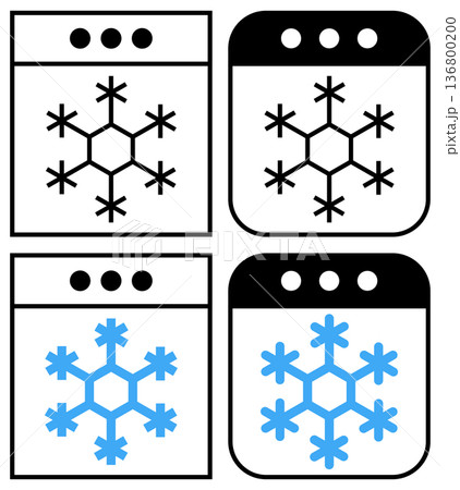 Freezer-safe icons in black, white, and blue outlines for diverse design use 136800200