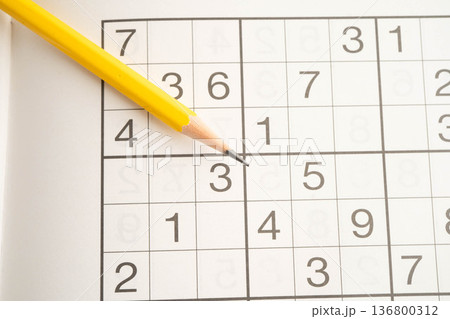 Sudoku puzzle, game to play for keep you brain younger for developing Alzheimer disease in senior patient. 136800312