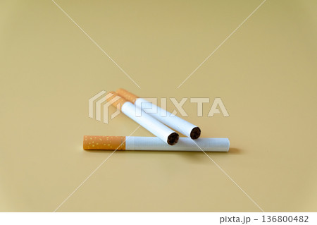 Cigarette with color background,Health concept. Cigarette with color background,Health concept. 136800482