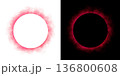 Realistic circular red smoke frame with soft edges and transparent texture isolated on white and black backgrounds for design use 136800608