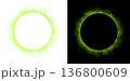 Realistic circular green smoke frame with soft edges and transparent texture isolated on white and black backgrounds for design use 136800609