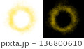 Realistic circular yellow smoke frame with soft edges and transparent texture isolated on white and black backgrounds for design use 136800610