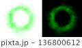 Realistic circular green smoke frame with soft edges and transparent texture isolated on white and black backgrounds for design use 136800612