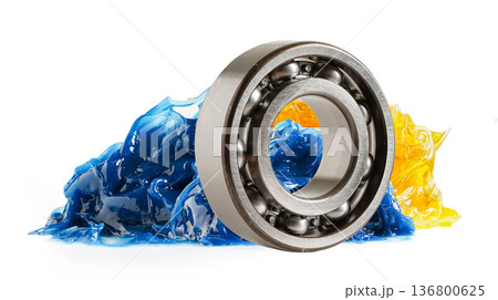 Grease and ball bearing, Blue premium quality synthetic lithium complex grease, high temperatures and machinery lubrication for automotive and industrial. 136800625