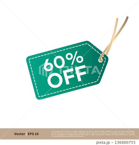 60% Discount Hang Tag Vector Template. Flat Design Illustration Design. Vector EPS 10. 60% Discount Hang Tag Vector Template. Flat Design Illustration Design. Vector EPS 10. 136800755