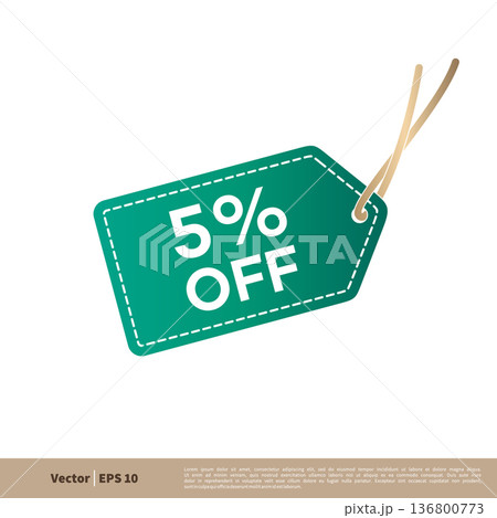 5% Discount Hang Tag Vector Template. Flat Design Illustration Design. Vector EPS 10. 136800773