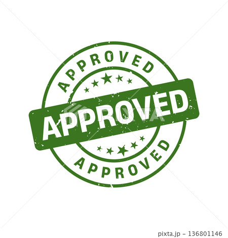 Approved Stamp. Approved Round Sign With Ribbon Approved Stamp. Approved Round Sign With Ribbon 136801146