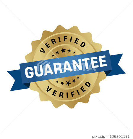 Gold Guarantee Stamp. Guarantee Round Sign With Ribbon Gold Guarantee Stamp. Guarantee Round Sign With Ribbon 136801151