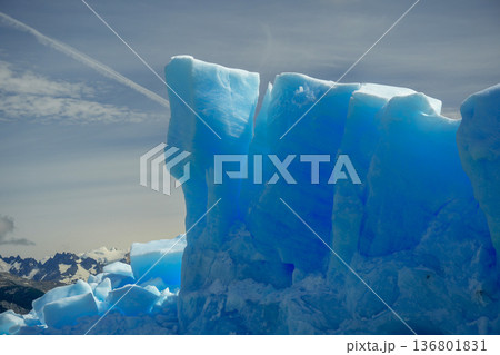 light blue iceberg detail near while cruising to spegazzini glacier los glaciares park argentina 136801831