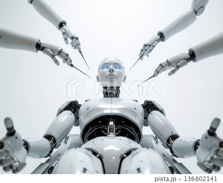 AIロボット手術の未来イメージ｜人工知能と医療テクノロジーのコンセプトビジュアル 136802141