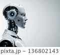 未来の人工知能コンセプト｜横顔のヒューマノイドロボットと先進テクノロジーイメージ 136802143