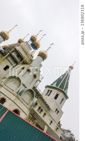 The Architecture backgrounds. Construction of an Orthodox church. The Architecture backgrounds. Construction of an Orthodox church. 136802318