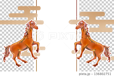 Year of the Horse, New Year's image, mist, chestnut hair, copy space Year of the Horse, New Year's image, mist, chestnut hair, copy space 136802751