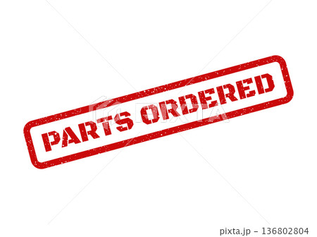 Distressed rectangular rubber stamp vector displaying PARTS ORDERED status for inventory management Distressed rectangular rubber stamp vector displaying PARTS ORDERED status for inventory management 136802804