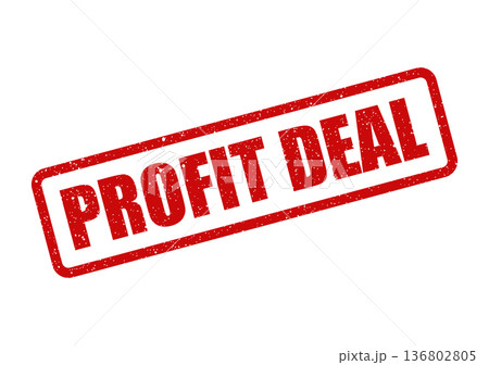 Distressed rectangular rubber stamp vector displaying profit deal for marketing materials or financial announcements 136802805