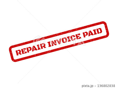 Distressed rectangular seal mark with clear lettering REPAIR INVOICE PAID for business and service documents 136802838