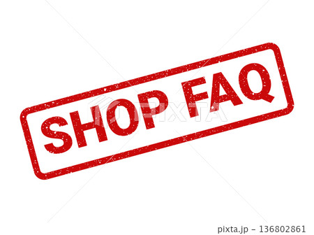 Distressed rectangular stamp featuring the text shop FAQ, often found on ecommerce websites for customer inquiries and common questions 136802861