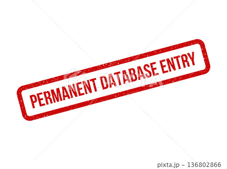 Distressed red rubber stamp illustration presenting Permanent Database Entry for official record notation 136802866